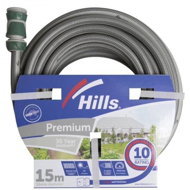 Hills Premium 12mm Kink Resistant Garden Hose 15m Length [ 100748 ]