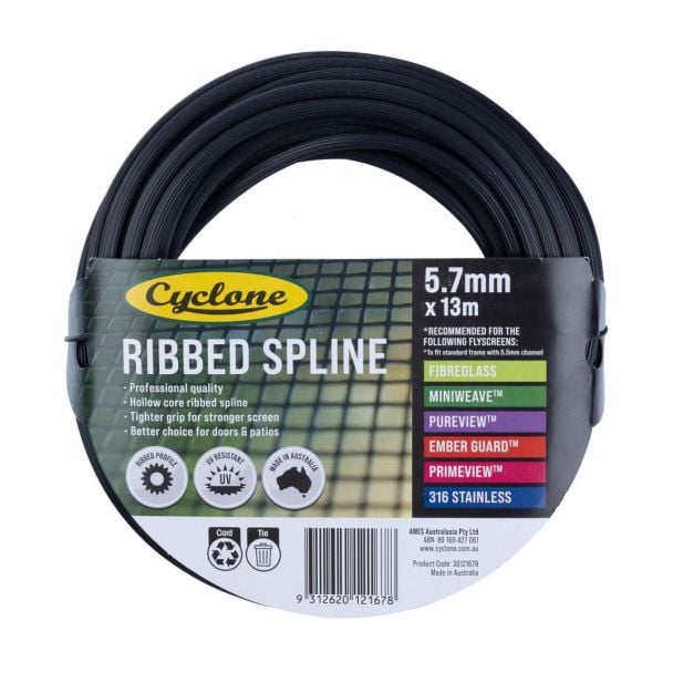 Cyclone Tufflite Insect Fly Screening Ribbed PVC Spline 5.7mm x 13m [ 30121678 ]