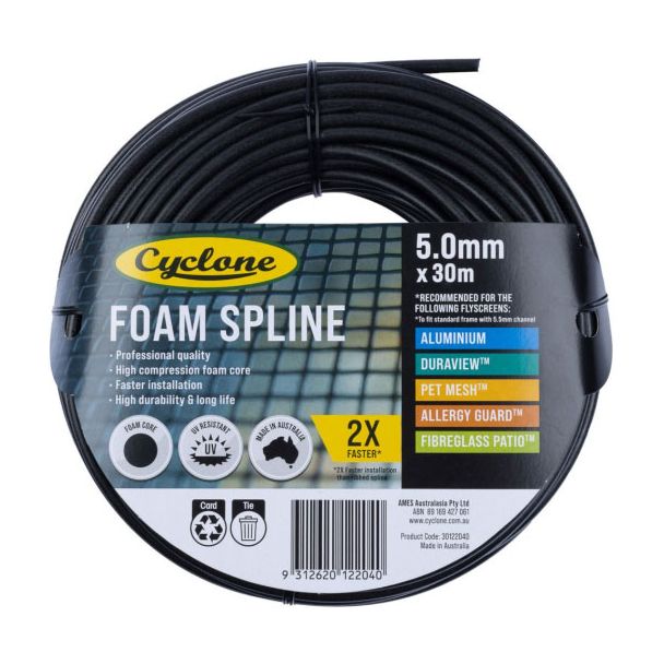 Cyclone Pro Series Insect Fly Screening Foam Spline 5.0mm x 30m [ 30122040 ]