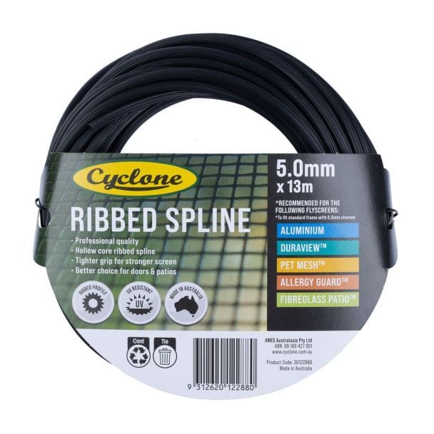 Cyclone Tufflite Insect Fly Screening Ribbed PVC Spline 5mm x 13m [ 30122880 ]