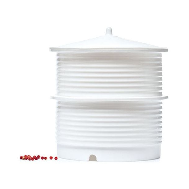 Silicone Zone Ripple Pagoda Silicone Steamer Set in White [ 304614W ]