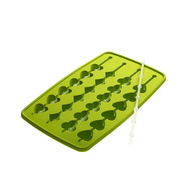 Silicone Zone Swizzle Poker Suits Wand Ice Cube Tray Mold in Green [ 307225 ]