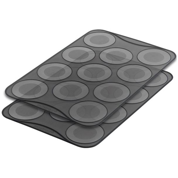 Mastrad of Paris Set of 2 Large Macaron Silicone Baking Sheets 11 Ridges Each [ F45614 ]