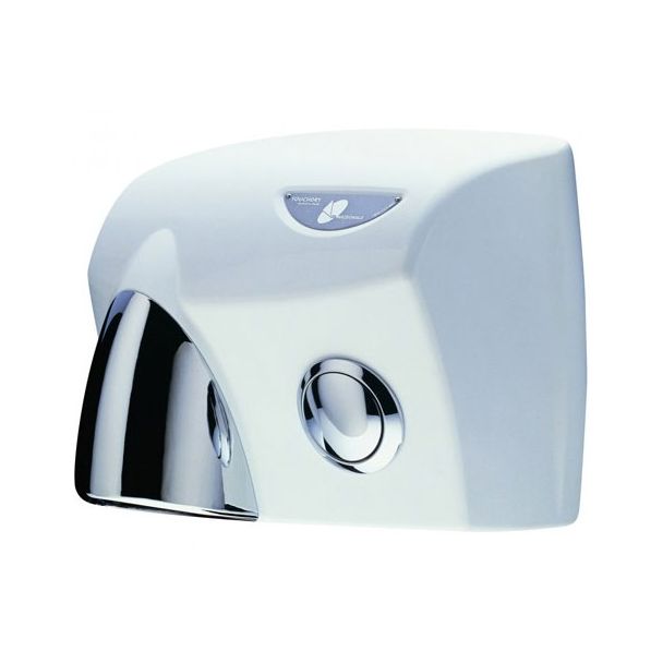 JD Macdonald Touchdry Push Button Hand Dryer in White + Silver Gloss [ HDTDWHTSG ]