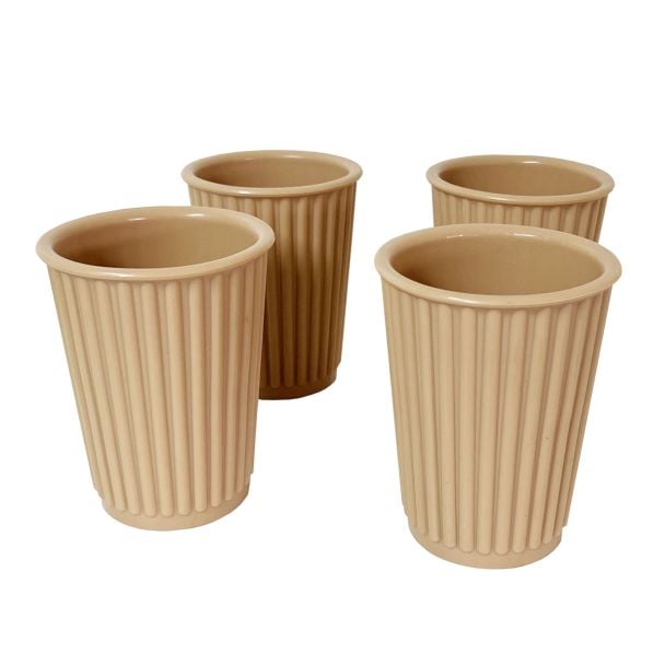 Unbreakable Silicone Reusable 340ml Cups in Espresso Brown - 4 Pack