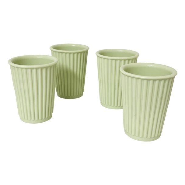 Unbreakable Silicone Reusable 340ml Cups in Pastel Pistachio Green - 4 Pack