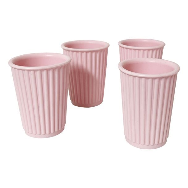 Unbreakable Silicone Reusable 340ml Cups in Pastel Sherbet Pink - 4 Pack