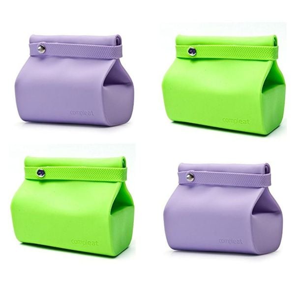 Compleat Silicone Lunch Bags 4 Pack in Lavender & Green [ FBPACK4 ]