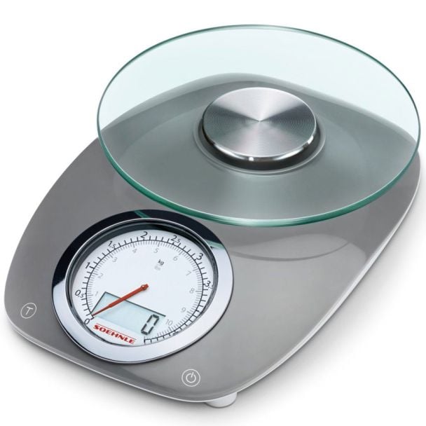 Soehnle Vintage / Retro Style Digital & Analogue Kitchen Scales 5Kg Capacity in Grey [ GSH66231 ]