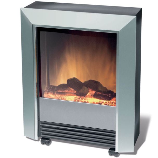 Dimplex 2.0kW Lee Silver Portable Electric Fire with Optiflame Log Effect [ LEESILVER ]