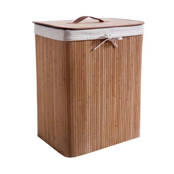 Compactor Rectangular Natural Bamboo Laundry Hamper with Removable Liner 60cm x 45cm x 35cm [ RAN5217 ]