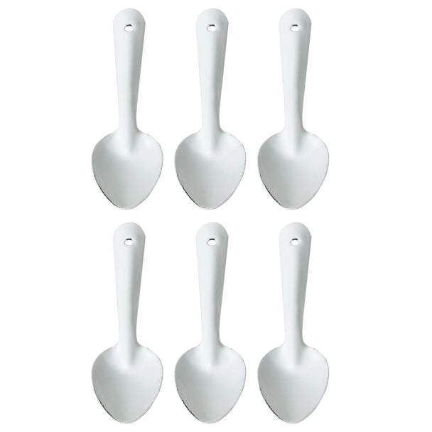 Dishy Enamelware 15cm Spoon in White Pack of 6 [ RD430X6 ]