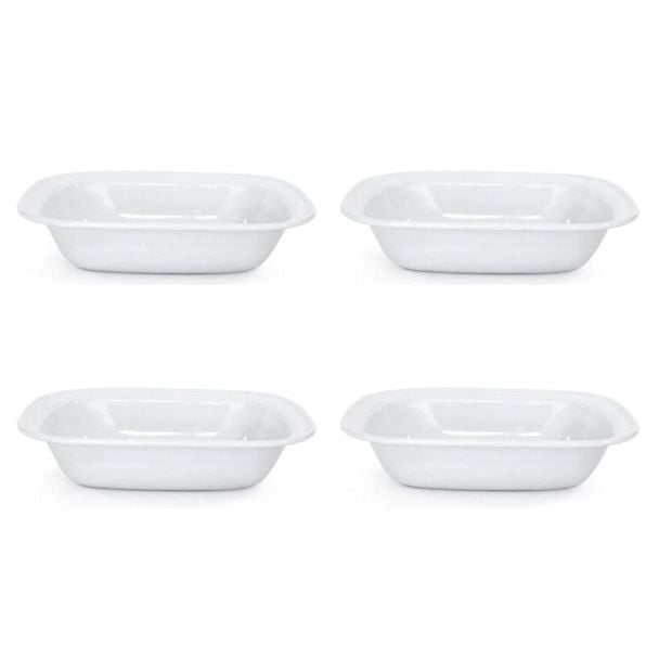 Dishy Enamelware Oblong Enamel Pie Dish 22cm in White 4 Pack [ RD4602x4 ]