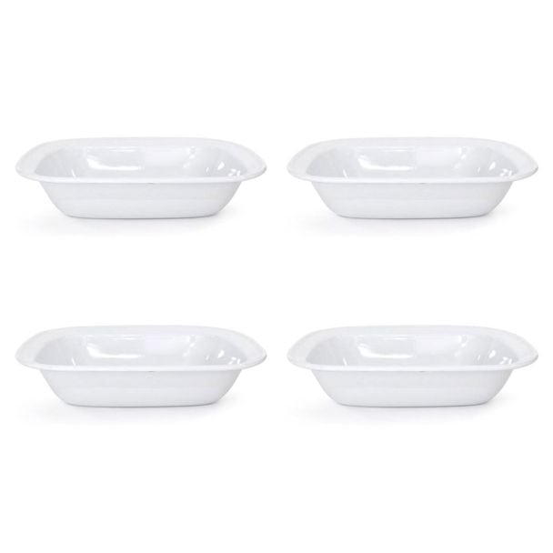 Dishy Enamelware Oblong Enamel Pie Dish 28cm in White 4 Pack [ RD4609x4 ]