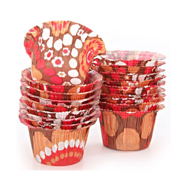 Dishy Swedish Made Premium Greaseproof Small Baking Cups x 24 Red Flower Power [ RDBC4091 ]