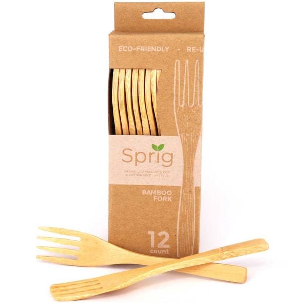 Sprig Sustainable Range Bamboo Picnic Forks 12 Pack [ SP2804 ]