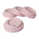 Unbreakable Silicone Reusable 9.5cm Diameter Coffee Cup Lids in Pastel Sherbet Pink - 4 Pack