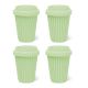 BYO Silicone Reusable Coffee Cup 340ml / 12 Oz in Mint with Mint Lid 4 Pack