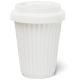 BYO Silicone Reusable Coffee Cup 340ml / 12 Oz in White with White Lid