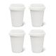 BYO Silicone Reusable Coffee Cup 340ml / 12 Oz in White with White Lid 4 Pack