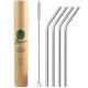 Florence Stainless Steel Sustainable Curved Drinking Straws 4 Pack with Cleaning Brush [ FO1810 ]