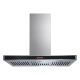 Euromaid 90cm Flat Island Canopy Rangehood in Stainless with Black Glass [ ICF9BLS ]