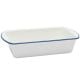 Falcon Enamelware Loaf Pan in White with Blue Rim Enamel [ RD2886 ]