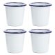 Falcon Enamelware 6cm Mini Enamel Tumbler in White with Blue Rim 4 Pack [ RD3685x4 ]