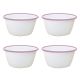 Dishy Enamelware 12cm Pudding Basin White with Pink Rim Enamel 4 Pack [ RD4675x4 ]