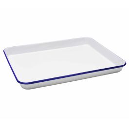 Falcon Enamelware Medium Swiss Roll Pan in White With Blue Rim Enamel ...