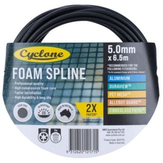 Cyclone Pro Series Insect Fly Screening Foam Spline 5.0mm x 6.5m [ 30121715 ]