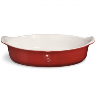 Emile Henry Ceramic Large Oval Dish 35.5 x 23cm in Rouge / Red [ 369022 ]