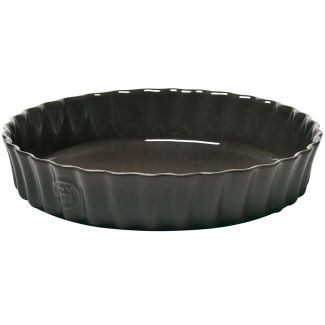 Emile Henry Ceramic Deep Flan Dish 28cm in Fusain / Charcoal [ 796028 ]