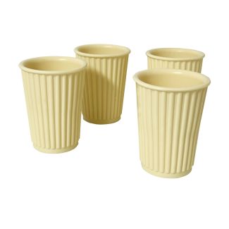 Unbreakable Silicone Reusable 340ml Cups in Pastel Sherbet Yellow - 4 Pack