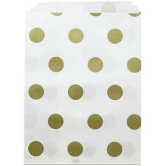 DMC Classic Party Favour Bags 12cm x 17cm in Gold Polka Dot Pack of 24 [ DMC57031 ]