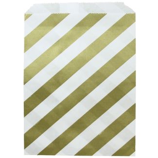 DMC Classic Party Favour Bags 12cm x 17cm in Gold Stripe Pack of 24 [ DMC57032 ]