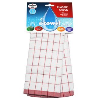 E-Cloth Classic Red Check Tea Towel in Red [ ECL055 ]