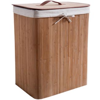 Compactor Rectangular Natural Bamboo Laundry Hamper with Removable Liner 60cm x 45cm x 35cm [ RAN5217 ]