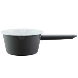 Falcon Enamelware 14cm Enamel 850ml Milk Saucepan in Dark Grey & White [ RD3655 ]