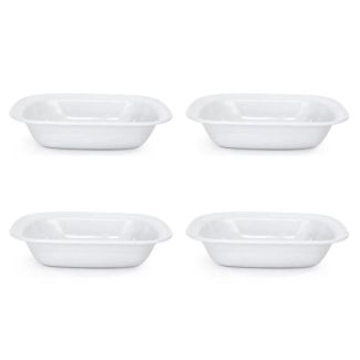 Dishy Enamelware Oblong Enamel Pie Dish 22cm in White 4 Pack [ RD4602x4 ]