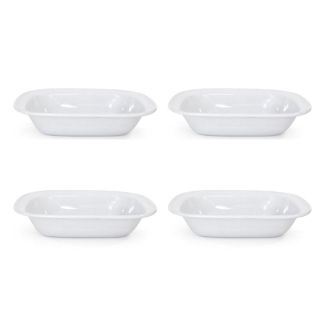 Dishy Enamelware Oblong Enamel Pie Dish 24cm in White 4 Pack [ RD4608x4 ]