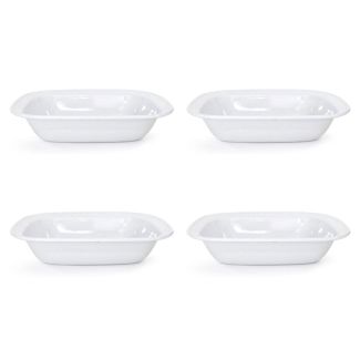 Dishy Enamelware Oblong Enamel Pie Dish 28cm in White 4 Pack [ RD4609x4 ]