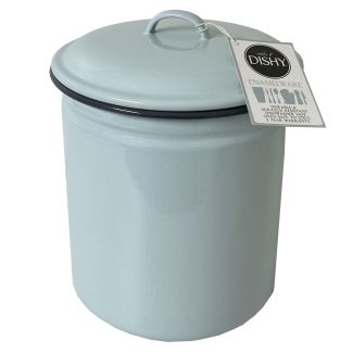 Dishy Enamel Storage Can with Lid in Duck Egg Blue [ RD4641 ]