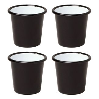 Falcon Enamelware 6cm Mini Enamel Tumbler in Black & White 4 Pack [ RD4848x4 ]