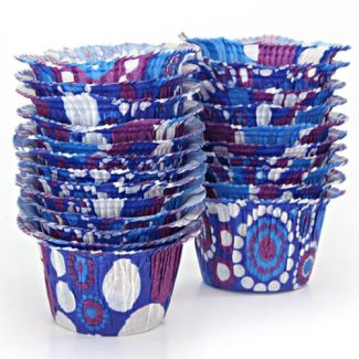 Dishy Swedish Made Premium Greaseproof Small Baking Cups x 24 Blue Flower Power [ RDBC4092 ]