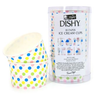 Dishy Italian Made Recyclable Paper Ice Cream Cups x 10 Multi Coloured Dots [ RDIC004GP ]