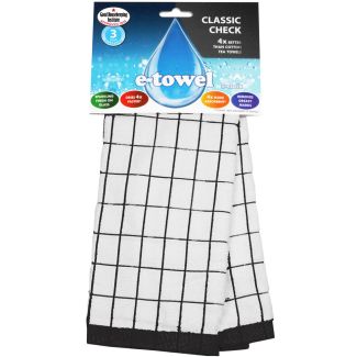 E-Cloth Classic Black Check Tea Towel in Black [ TBLC ]